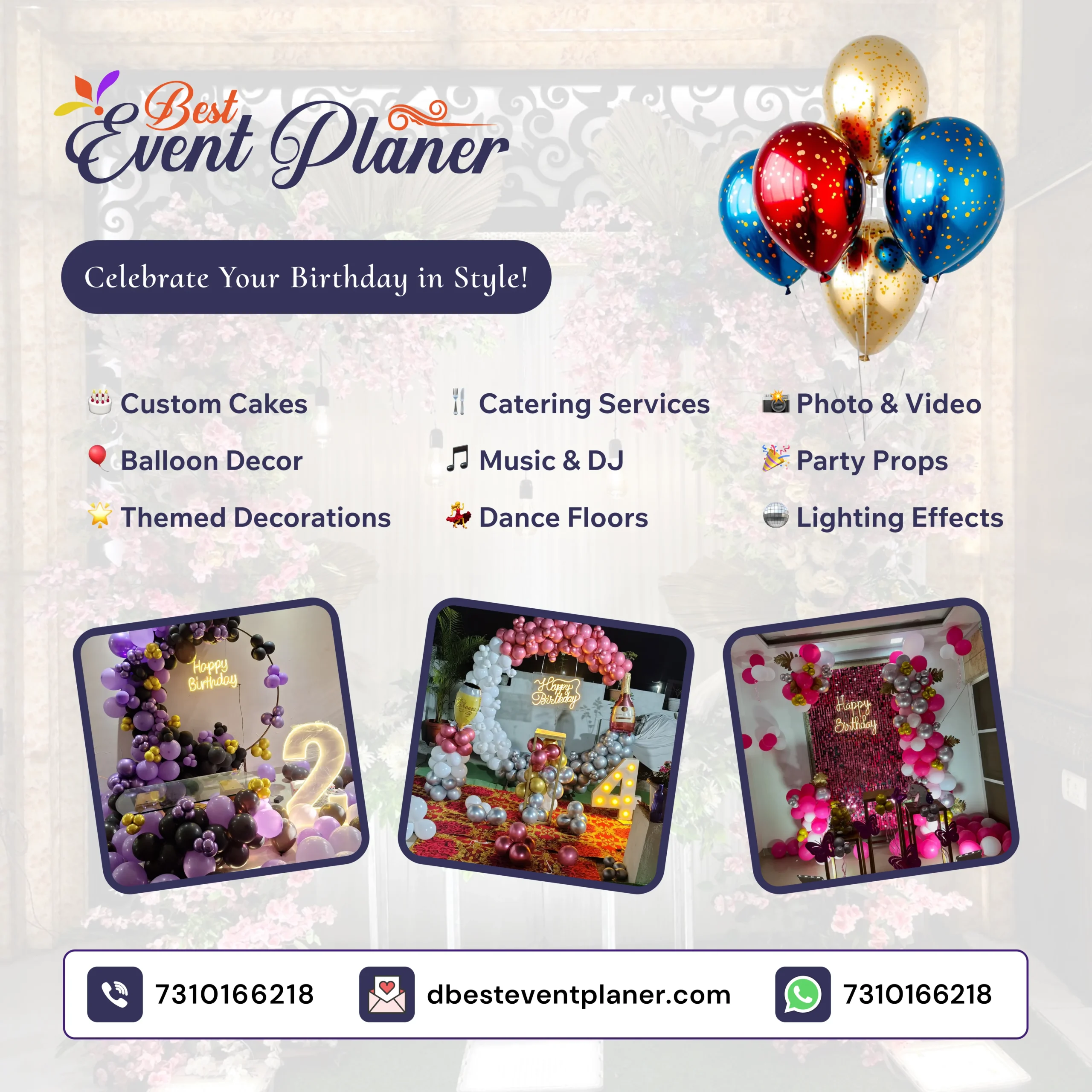 Experience the magic of a stunningly decorated birthday celebration with our expert planning services.